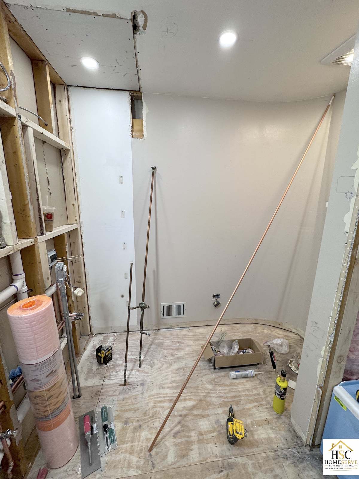 Gurnee bathroom - demo complete with new supply lines run