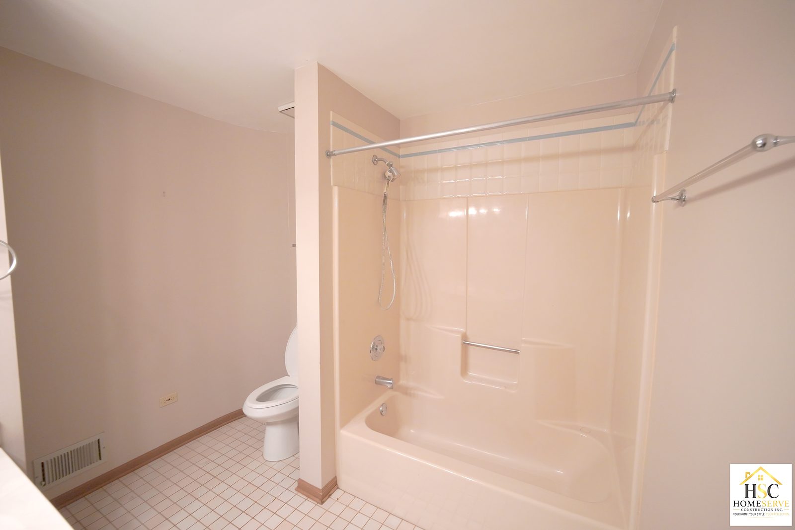 Gurnee bathroom - wide view of the original bathroom