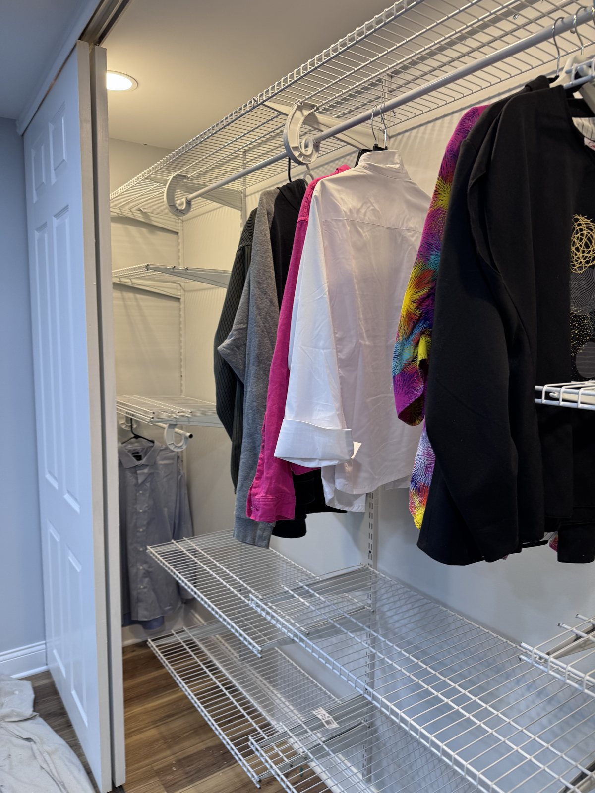Hanover Park bedroom after: closet with new wire shelving